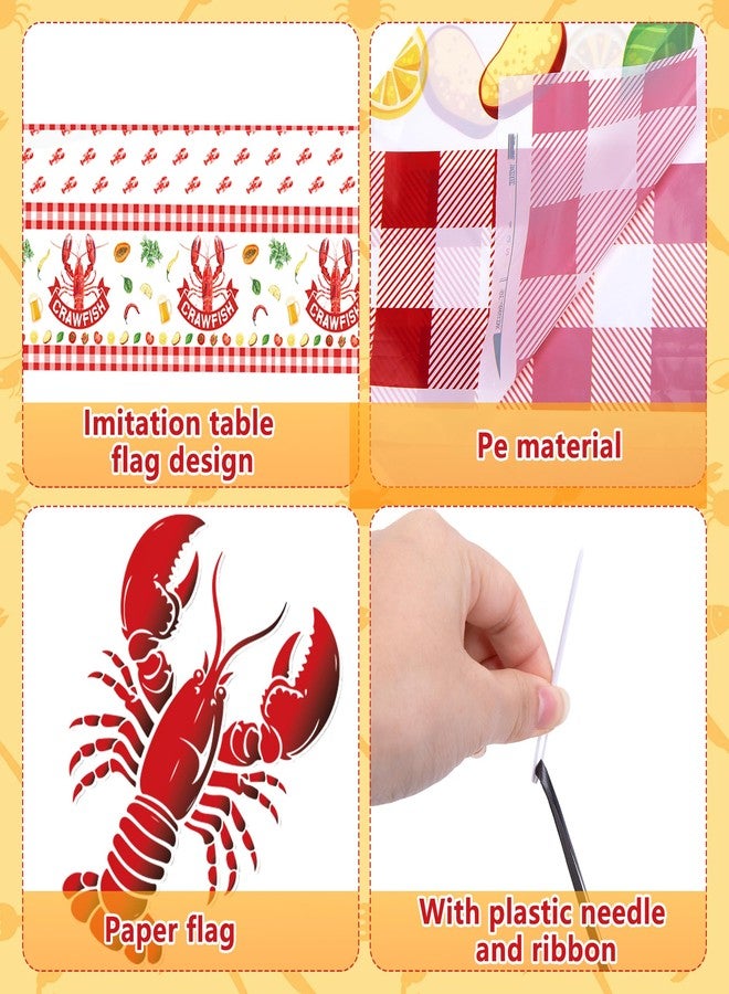 Iceyyyy 4 Pcs Crawfish Party Decorations Set-108"x54" White and Red Tablecloth & 32.8Ft Lobster Banner-Crawfish Boil Party Supplies for Birthday Party Lobster Festival Summer Barbecue Decor Supplies - Image 3